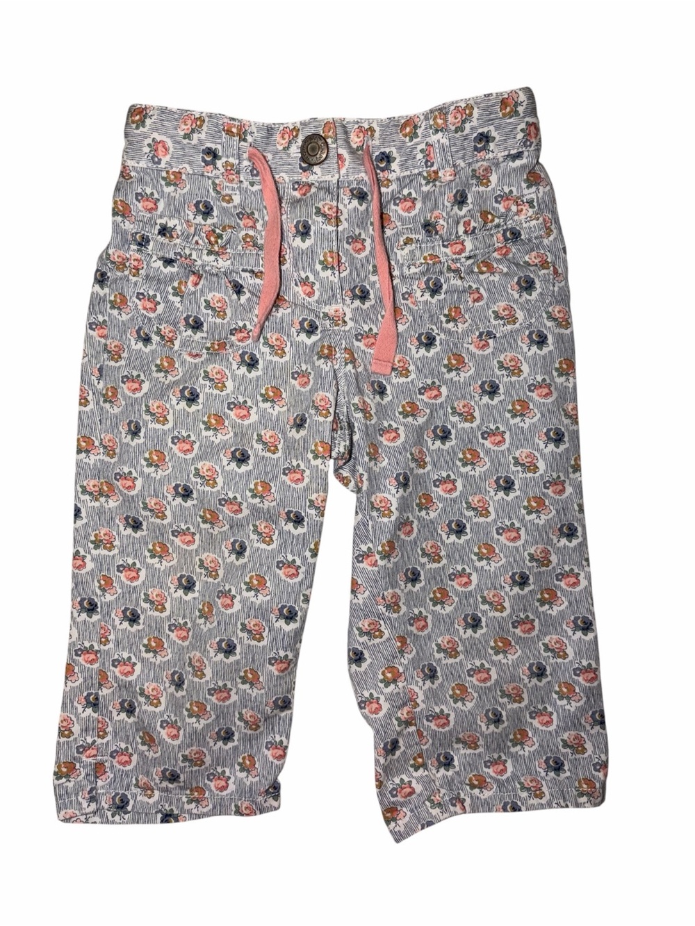 EUC Mini Boden Twill Floral Casual Trousers Pants Adjustable Waist 4T Cottage